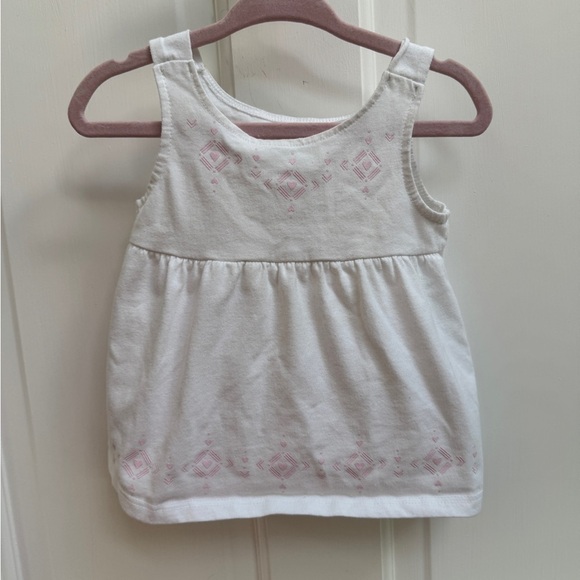Jumping Beans 12M Girls White and Pink Geometric Patterned Tank Top Blouse - Picture 1 of 6